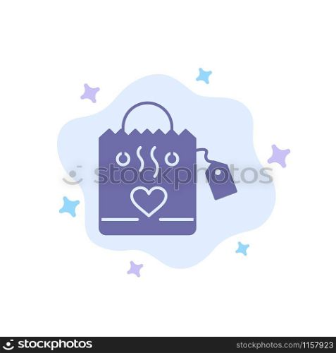 Handbag, Love, Heart, Wedding Blue Icon on Abstract Cloud Background
