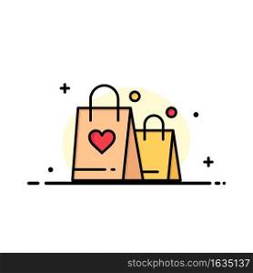 Handbag, Love, Heart, Wedding  Business Flat Line Filled Icon Vector Banner Template