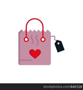 Handbag, Love, Heart, Wedding Flat Color Icon. Vector icon banner Template