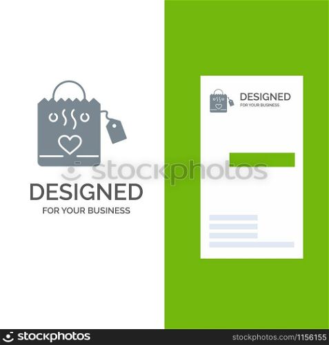 Handbag, Love, Heart, Wedding Grey Logo Design and Business Card Template