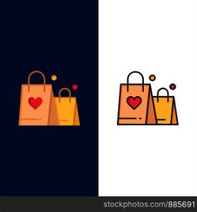 Handbag, Love, Heart, Wedding Icons. Flat and Line Filled Icon Set Vector Blue Background