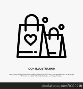 Handbag, Love, Heart, Wedding Line Icon Vector