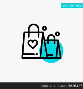 Handbag, Love, Heart, Wedding turquoise highlight circle point Vector icon