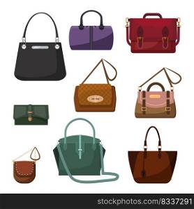 Handbags for women set. Collection of fashion accessories. Can be used for topics like style, trend, elegance