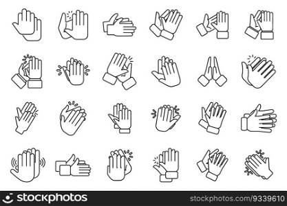 Handclap icons set outline vector. Acclaim body. Cheer clapping. Handclap icons set outline vector. Acclaim body