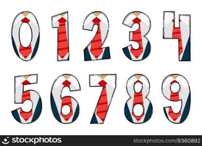 Handcrafted Businessman Numbers. Color Creative Art Typographic Design