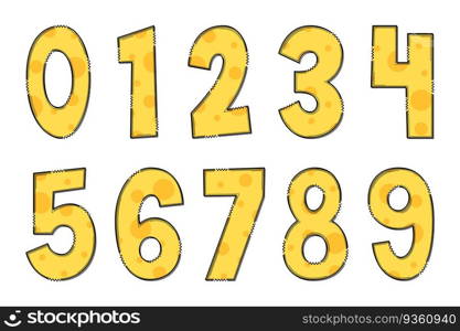 Handcrafted Cheese Numbers. Color Creative Art Typographic Design