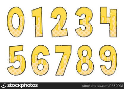 Handcrafted Cheese Wafer Numbers. Color Creative Art Typographic Design