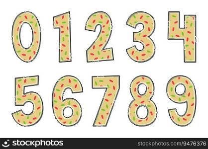 Handcrafted Christmas Cookie Number. Color Creative Art Typographic Design