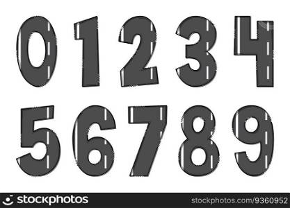 Handcrafted Highway Numbers. Color Creative Art Typographic Design