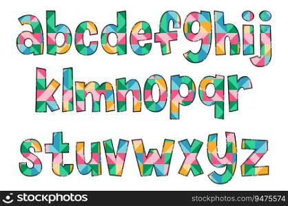 Handcrafted Multicolor Geometric Letters. Color Creative Art Typographic Design