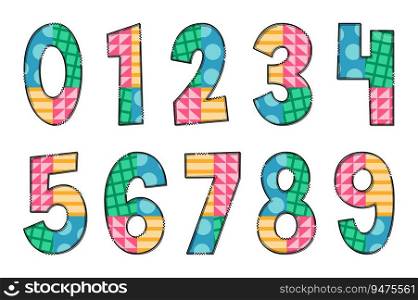 Handcrafted Multicolor Geometric Number. Color Creative Art Typographic Design