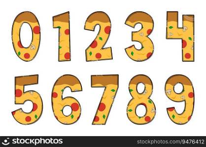 Handcrafted Pizza Number. Color Creative Art Typographic Design