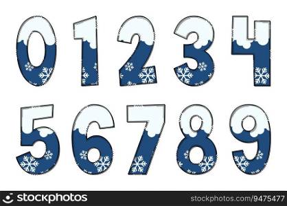 Handcrafted Winter Time Number. Color Creative Art Typographic Design