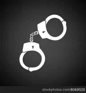 Handcuff icon. Black background with white. Vector illustration.