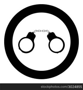 Handcuff icon black color in circle vector illustration