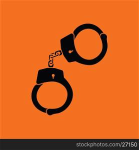 Handcuff icon. Orange background with black. Vector illustration.