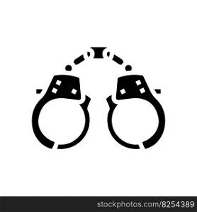 handcuffs crime glyph icon vector. handcuffs crime sign. isolated symbol illustration. handcuffs crime glyph icon vector illustration