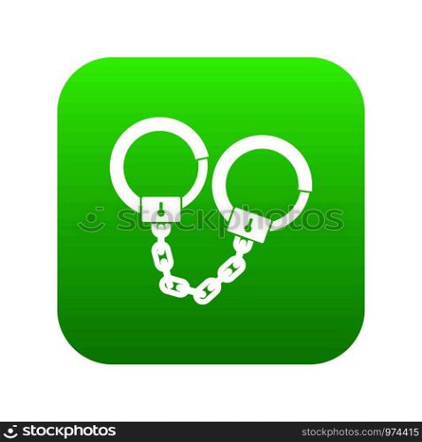 Handcuffs icon digital green for any design isolated on white vector illustration. Handcuffs icon digital green