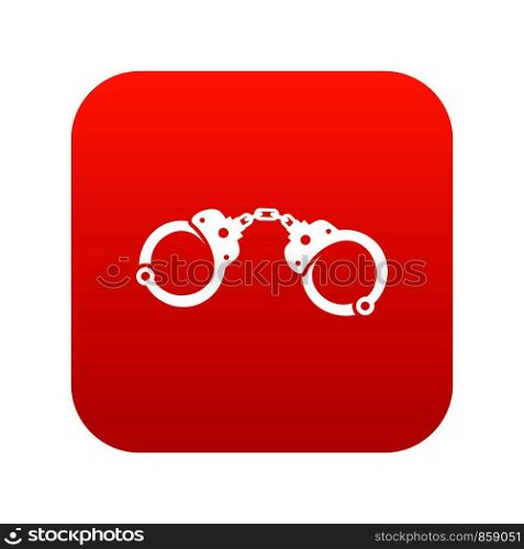 Handcuffs icon digital red for any design isolated on white vector illustration. Handcuffs icon digital red