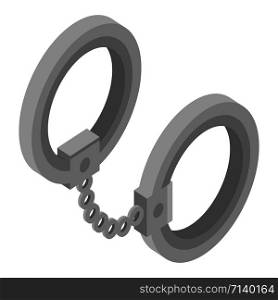 Handcuffs icon. Isometric of handcuffs vector icon for web design isolated on white background. Handcuffs icon, isometric style