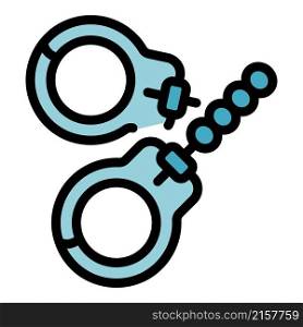 Handcuffs icon. Outline handcuffs vector icon color flat isolated. Handcuffs icon color outline vector