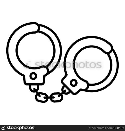 Handcuffs icon. Outline handcuffs vector icon for web design isolated on white background. Handcuffs icon, outline style