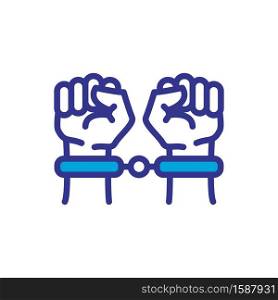 Handcuffs, manacles or shackles icon. Chained, handcuffed hands, vector design trendy