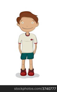 Handdraw cartoon kid with hands in pockets