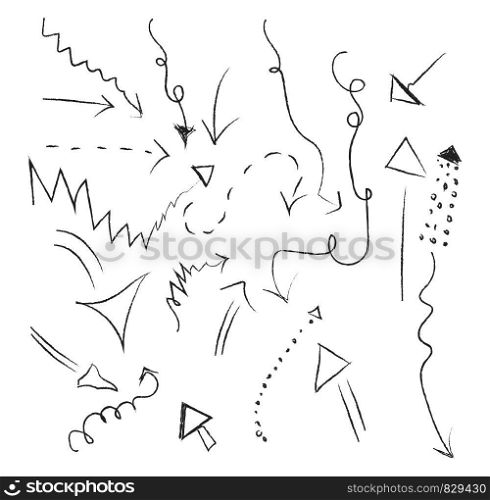 Handdrawing arrows, illustration, vector on white background.