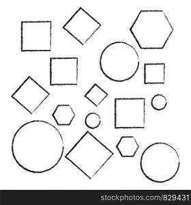 Handdrawing shapes, illustration, vector on white background.