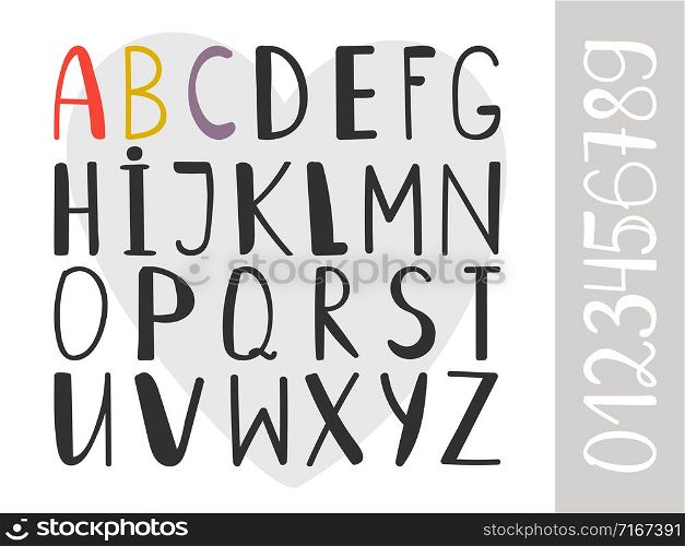 Handdrawn alphabet. Artistic hand written font, dura vector handwrite letters, handwriting graphic type symbols. Handdrawn alphabet font