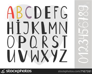 Handdrawn alphabet. Artistic hand written font, dura vector handwrite letters, handwriting graphic type symbols. Handdrawn alphabet font