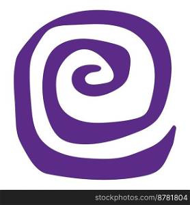 Handdrawn spiral purple brochure element design. Art detail. Simple image. Vector illustration with empty copy space for text. Editable shapes for poster decoration. Creative and customizable frame. Handdrawn spiral purple brochure element design
