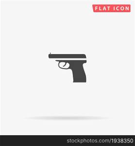 Handgun flat vector icon. Hand drawn style design illustrations.. Handgun flat vector icon