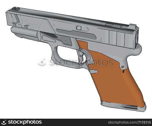 Handgun model, illustration, vector on white background.