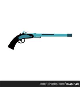 Handgun pistol weapon vector illustration isolated. Firearm revolver danger symbol cartoon art. Old trigger assault equipment game colt side