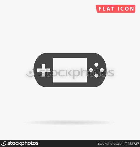 Handheld game console. Simple flat black symbol. Vector illustration pictogram