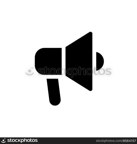 Handheld megaphone black glyph ui icon. Announce about sales. Marketing c&aign. User interface design. Silhouette symbol on white space. Solid pictogram for web, mobile. Isolated vector illustration. Handheld megaphone black glyph ui icon