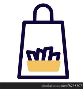 Handheld paper bag for fried fries