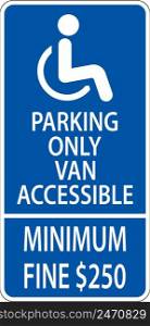Handicap Parking Van Accessible Sign On White Background
