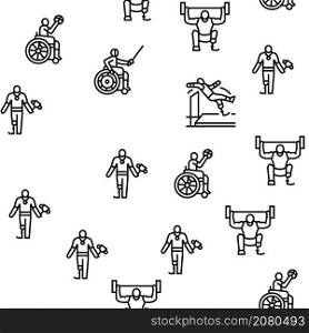Handicapped Athlete Sport Game Vector Seamless Pattern Thin Line Illustration. Handicapped Athlete Sport Game Vector Seamless Pattern