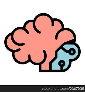 Handicapped brain icon. Outline handicapped brain vector icon color flat isolated. Handicapped brain icon color outline vector