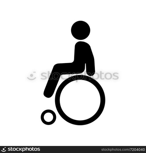 Handicapped man, invalid or stroll icon in black on an isolated white color background. EPS 10 vector. Handicapped man, invalid or stroll icon in black on an isolated white color background. EPS 10 vector.