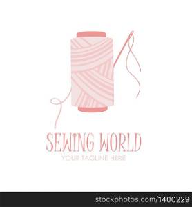 Handicraft Sewing Logo. Thread and needle logotype.. Handicraft Sewing Logo. Sew box thread logotype.