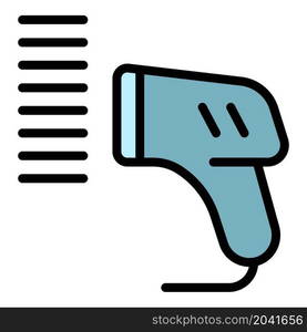 Handle barcode scanner icon. Outline handle barcode scanner vector icon color flat isolated. Handle barcode scanner icon color outline vector