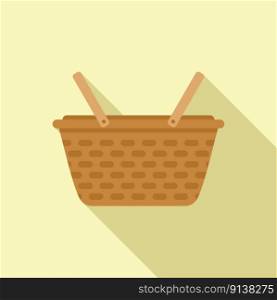 Handle basket icon flat vector. Bag picnic. Natural box. Handle basket icon flat vector. Bag picnic