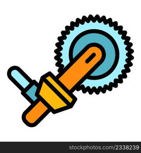 Handle circular saw icon. Outline handle circular saw vector icon color flat isolated. Handle circular saw icon color outline vector