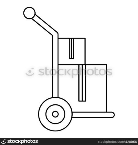 Handle truck with boxes icon. Outline illustration of handle truck with boxes vector icon for web. Handle truck with boxes icon, outline style