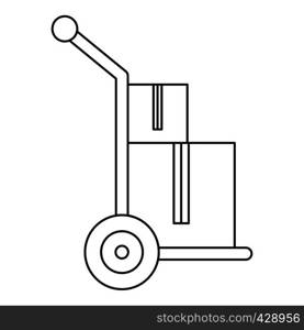 Handle truck with boxes icon. Outline illustration of handle truck with boxes vector icon for web. Handle truck with boxes icon, outline style